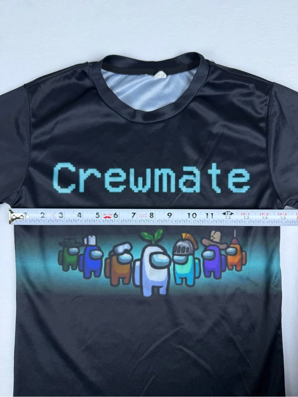 Among Us Crewmate Graphic T-Shirt Black Short Sleeve Kids Size Small S Gamer Top